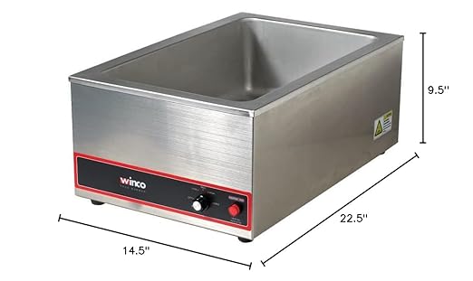 Winco FW-S500 Commercial Portable Steam Table Food Warmer 120V 1200W,Stainless Steel,Large & SPSCF 44197 Size Solid Cover