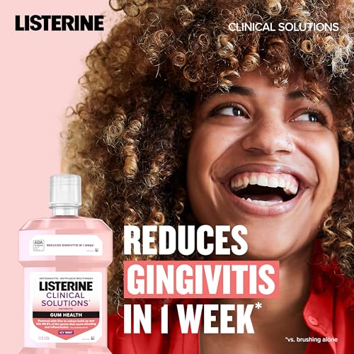 Listerine Clinical Solutions Gum Health Antiseptic Mouthwash, Antigingivitis & Antiplaque Oral Rinse Helps Prevent Buildup & Immediately Kills Germs for Healthier Gums, ICY Mint, 1 L