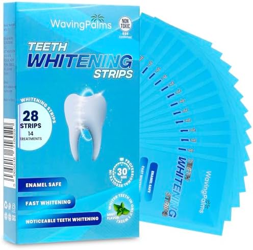 Waving Palms Teeth whitening Strips for Tooth White: Professional Dental Teeth whitening Strips - 28 whitening Strips- White Strips for Teeth whitening for The Perfect Smile, Blue