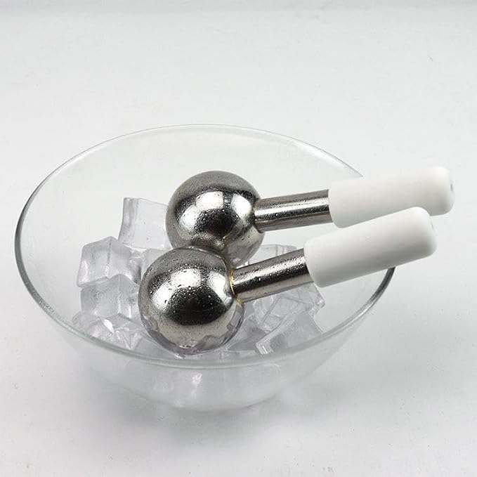 Stainless Steel Ice Globes for Face and Eye (Silver), Durable Cryo Globes Use to Reduce Puffiness, Tighten Pores and Sinus Relief, Face Globes for Facial Massages and Daily Beauty Routines