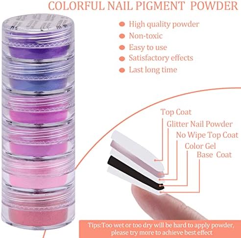 Duufin 54 Colors Nail Pigment Powder Colorful Luminous Powder Iridescent Pearlescent Pigment for Nails Art, Body and Crafts
