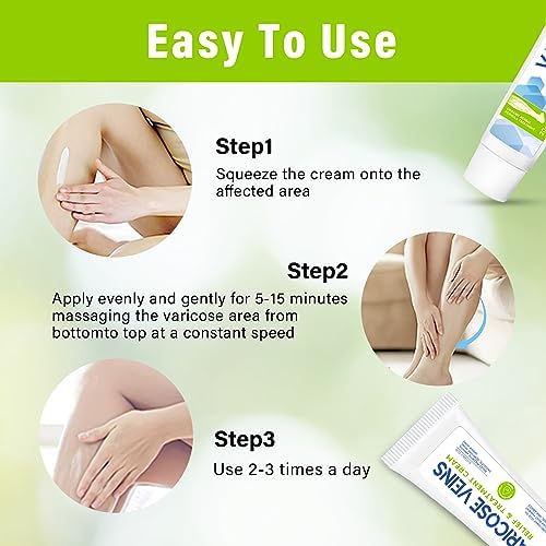 MOSKILA Varicose Veins Treatment for Legs, 2 Count Nature Varicose Veins Cream, Effective Varicose Veins Treatment for Varicose & Spider Veins, Relieve Leg Swelling & Fatigue Relief, 0.7oz
