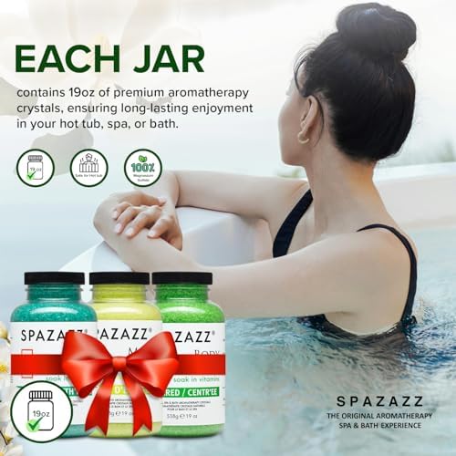 RX Therapy Spa and Hot Tub Aromatherapy Scented Relaxation Bath Salt Crystals - Mind Body and Soul Bundle Gift Set (19 Oz) Includes 5 Point Full Body Massage Tool & Hot Cold Towel (19OZ 3 Pack)