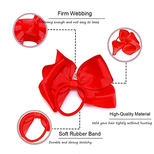 WillingTee 40Pcs 4.5 Inches Boutique Pops Hair Bows Elastic Hair Ties Grosgrain Ribbon Big Cheer Bow Ponytail Holder Elastic Ties for Girls Toddlers Kids Teens 20 Colors in Pairs