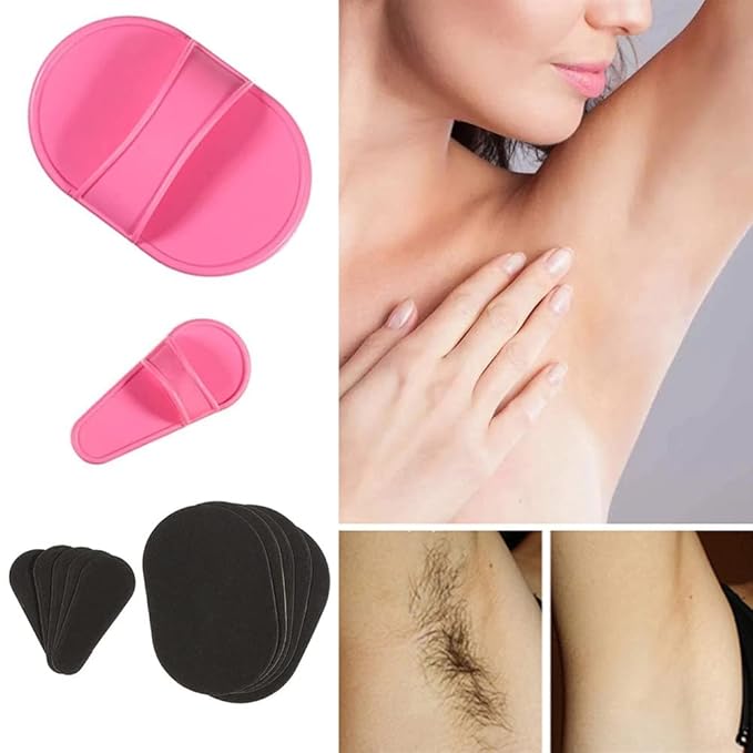 Smooth Away Facial Hair Remover Pads Exfoliation Kit for Women Girls, Smooth Legs and Facial Hair Removal Pads in 2 Sizes, Fine Black Sandpaper for Lips and Skin, Hair Removal and Exfoliation Kit