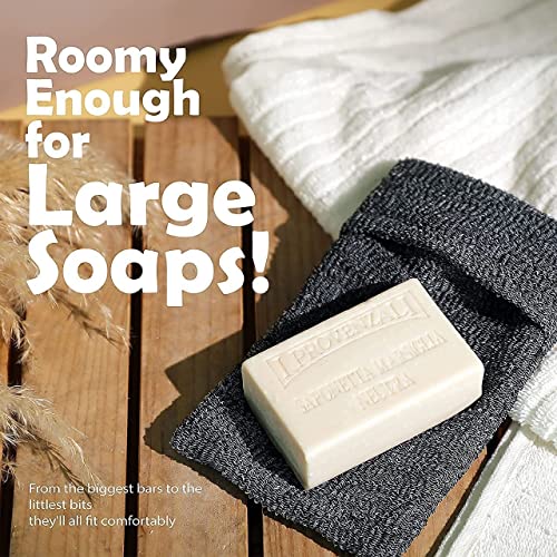 myHomeBody Soap Pocket Exfoliating Pouch, Body Scrubber Sponge, Exfoliator for Bath, Shower or Leftover Bits Saver, Graphite Gray, 2 Pack + 2 Lift Pads