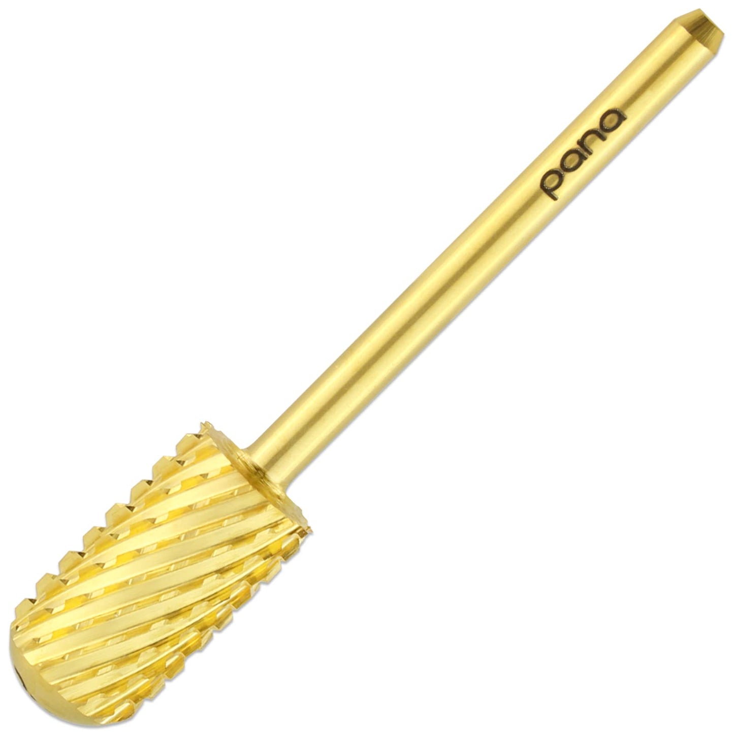 PANA 3/32" Large Smooth Round Top Safety Carbide Nail Drill Bit for Gel Polish & Acrylic Removal Nail Salon Manicure Pedicure Electric File Tools (Large Barrel - Gold, 2X Coarse)