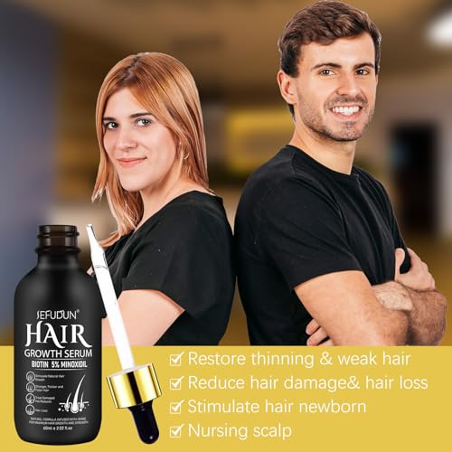 2PCS 5% Minoxidil Hair Growth Serum for Men & Women - Natural Hair Regrowth Oil, Nourishes Scalp & Moisturizes Hair - 4.04 oz