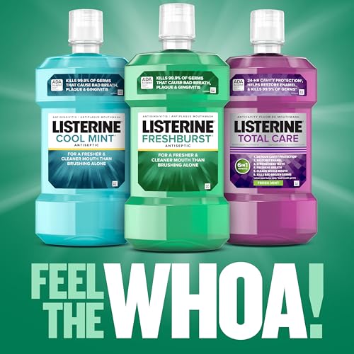 Listerine Freshburst Antiseptic Mouthwash for Bad Breath, Kills 99.9% of Bad Breath Germs & Fights Plaque & Gingivitis, ADA Accepted Mouthwash, Spearmint, Convenience Pack, 2 x 1 L