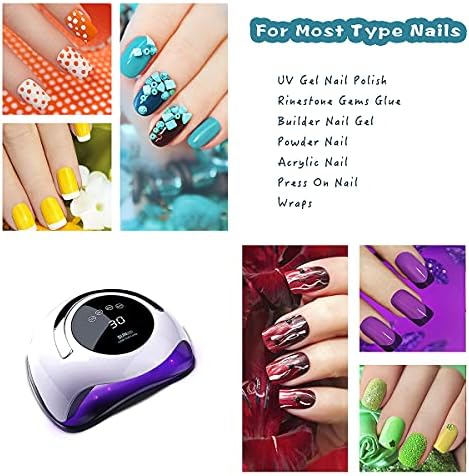 W&H UV LED Nail Lamp, 120W Faster Gel Nail Dryer Professional Curing Lamp for Fingernail and Toenail Nail Gel Polish Machine with 4 Timer Setting Touch Screen （Sun BQ5T） (Pink)