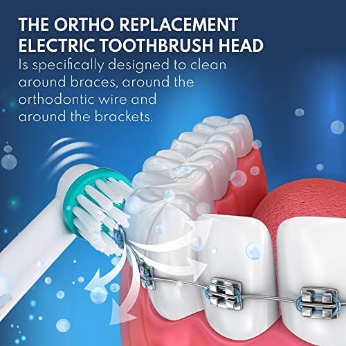 Replacement Brush Heads for OralB Braun Professional Ortho & Power Tip Kit- 8 Pack Compatible Orthodontic Electric Toothbrush Head Fit The Oral-B Pro 1000, Kids Plus!