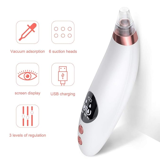 Yafei Pore Vacuum Removed Blackheads 2021 Upgraded Strong Suction Rechargeable Removing Black Heads USB Rechargeable Blackhead Removal Pimple for Women & Men Gray
