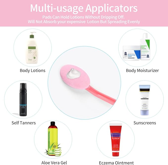 2 PCS Body Lotion Applicator Back Washer for Shower, Eyxformula Long Handle Self Tanning Back Applicator Back Lotion Applicators, Back Moisturizer Sunscreen Applicator