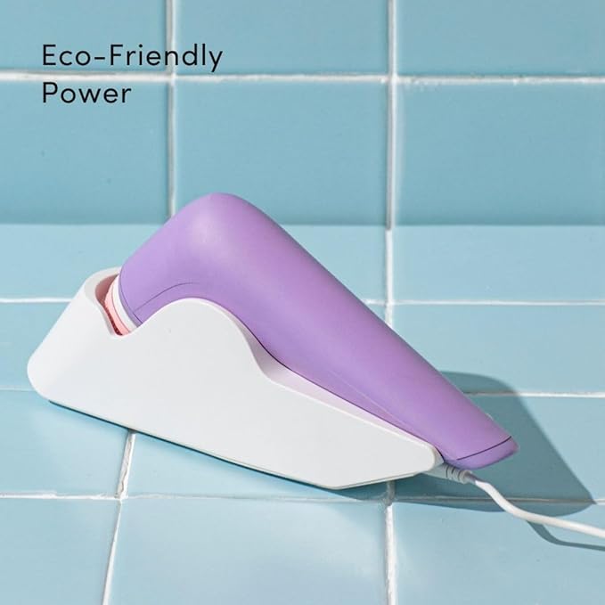 Fancii Facial Cleansing Brush with Self Cleaning Station, Rechargeable & Waterproof - Electric Face Scrubber for Gentle Exfoliation and Deep Scrubbing - 2 Exfoliating Brush Heads, Skylar (Purple)