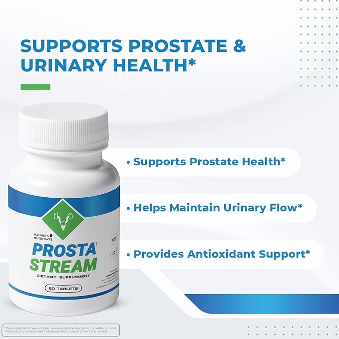 ProstaStream - Natural Supplement with Saw Palmetto, Broccoli Leaf Extract & Passion Flower | Non-GMO, Stimulant-Free, Easy-to-Take | Made in The USA, GMP-Certified | 60 Tablets, 6 Month Supply