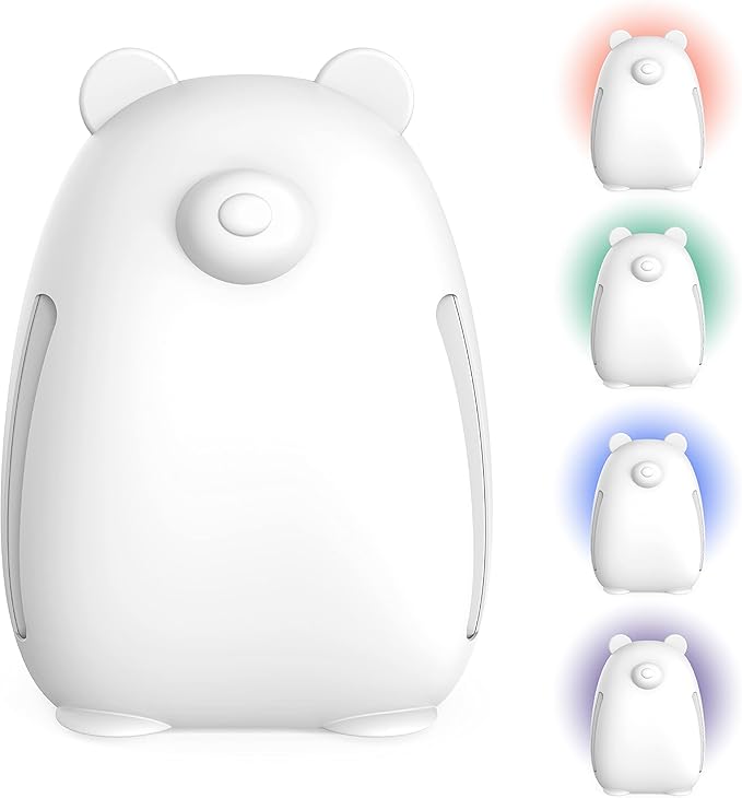Pure Enrichment PureBaby Kids Bear Air True HEPA Air Purifier - Energy Star Rated, 4 Stage Air Filtration, UV-C Light, and Night Light for Medium-Large Rooms - Baby Nurseries, Kid Bedrooms (White)