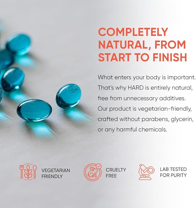 Hard Supplement for Men - Black Maca & Ashwagandha Root - Natural Performance Support - Enhances Energy, Vitality, Hormonal Balance - 120 Capsules - Vegetarian-Friendly Formula