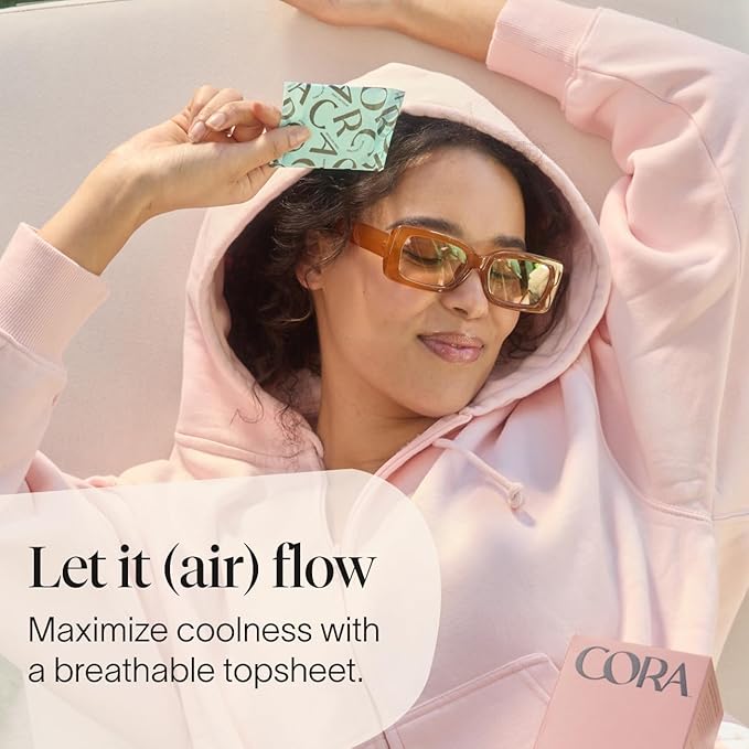 Cora Period Regular Liners | 100% Organic Cotton Topsheet | Ultra Thin, Quick Absorbency | Hypoallergenic | Dermatologically Tested | Unscented, No Wings (42 Liners)