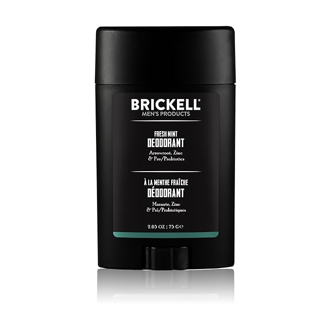 Brickell Men's Products Natural Deodorant For Men, Natural and Organic, Aluminum, Alcohol, and Baking Soda Free, 2.65 Ounce, Fresh Mint