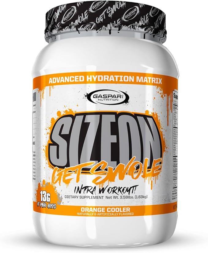Gaspari Nutrition SizeOn, The Ultimate Hybrid Intra-Workout Amino Acid & Creatine Formula, Increased Muscle Volume & Muscle Recovery (Orange Cooler, 24 Servings)