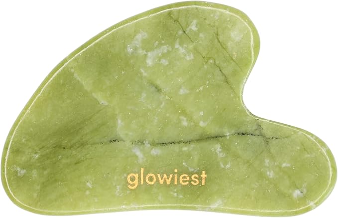 GUASHA_ for FACE and Body: 100% Natural Stone Lymphatic Drainage | Improving Fine Lines and Wrinkles - Muscle Relaxing, Body Massage Tool, Face Lift, Muscle Relief (Jade)