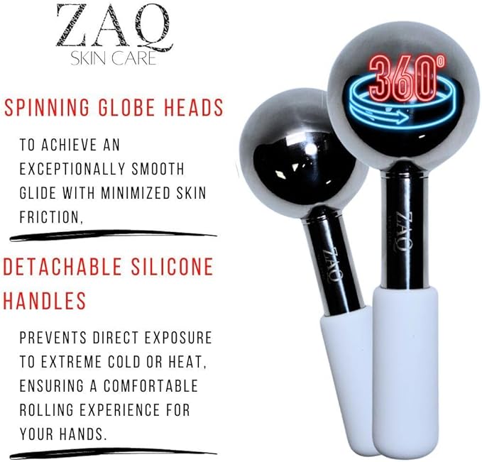 Stainless Steel Ice Globes for Face and Eye (Silver), Durable Cryo Globes Use to Reduce Puffiness, Tighten Pores and Sinus Relief, Face Globes for Facial Massages and Daily Beauty Routines