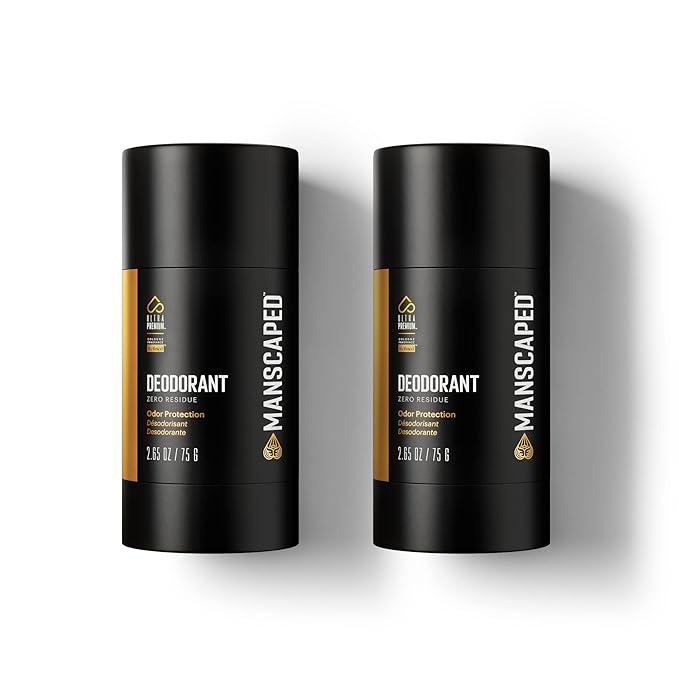 MANSCAPED® UltraPremium Deodorant, Aluminum-Free Clear Formula, Soft and Comfortable with Cologne-Quality Fragrance for Under Arm Odor Protection, 2.65 oz Stick (2 Pack)