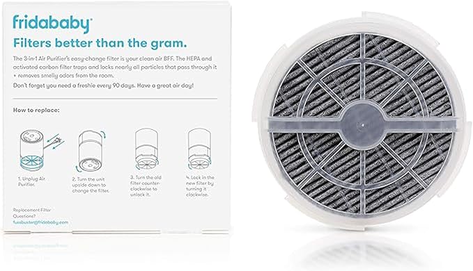 Frida Baby Replacement HEPA Filter for 3-in-1 Air Purifier with Activated Carbon for Common Allergens, Pollen, Dust, Remove Odors, Pollution & More