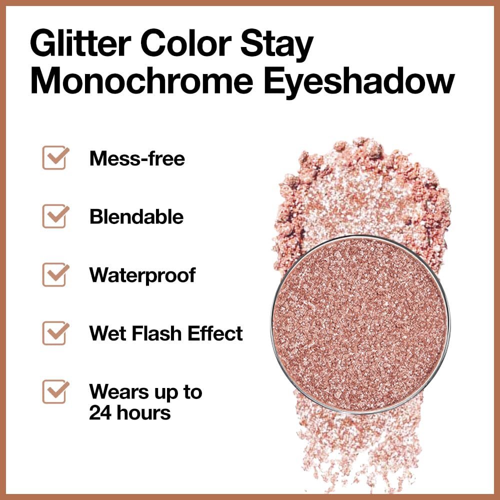 Champagne Rose Gold Monochrome Shimmer Eyeshadow Palette Makeup,Long Lasting Naturing-Looking Lightweight Glitter Single Eyeshadow,Neutral Powde Eye Shadow for Older Women