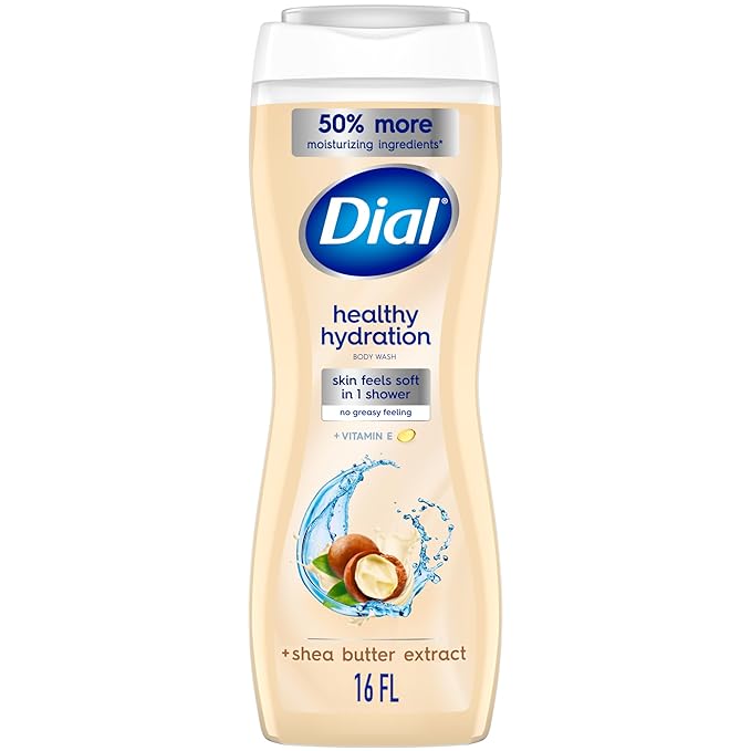 Dial Body Wash, Healthy Hydration, Shea Butter Extract plus Vitamin E, 16 fl oz (Pack of 4)