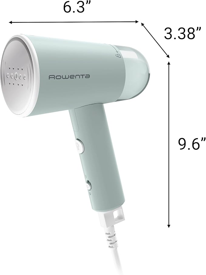 Rowenta Mini Travel Steamer for Clothes, Portable Handheld Steamer with 2.3 Oz Tank, Foldable, 1100 Watts, Ironing, Travel Essentials, Green, DR1014