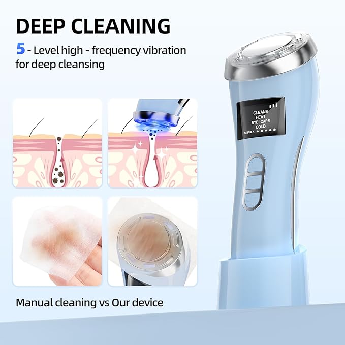 Facial Massager Skin Tightening,4 in 1 Facial Massager with Cold & Warm Mode at Home