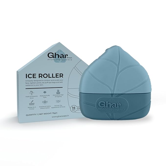 Ice Roller for Neck, Face & Eyes Massage, Reusable Facial Tool for Glowing & Tighten Skin (New Blue)