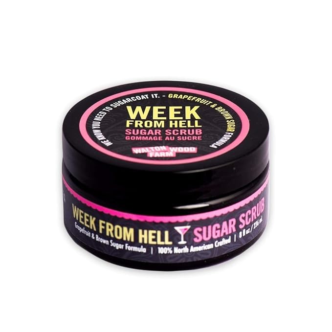 Walton Wood Farm Sugar Scrub (Week From Hell) Grapefruit and Brown Sugar Scent Vegan-Friendly and Paraben-Free 8 oz