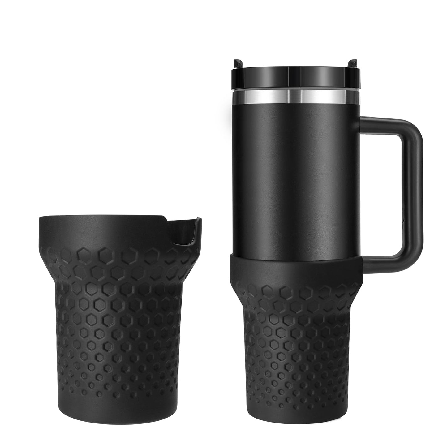 Thxbag Silicone Boot for Stanley Cup 30oz / 20oz, Black Boot Sleeve Cover Fit with Stanley H2.0 and Quencher Adventure Tumbler Accessories (Black, 30 oz & 20 oz)