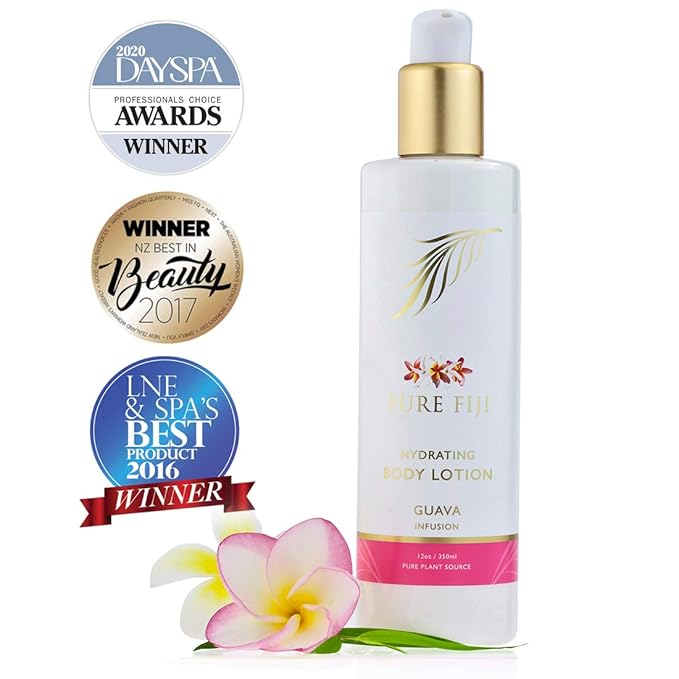 PURE FIJI Body Lotion Hydrating - Moisturizing Lotion for Dry Skin with Coconut Milk and Vitamin E, Organic Body Lotion For Women and Men, Guava Scent, 12 oz