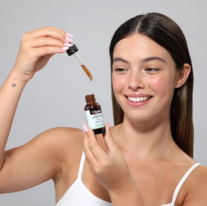 Cliganic Organic Pure Vitamin E Oil (2oz) for Skin, Hair & Face - 46,000 IU