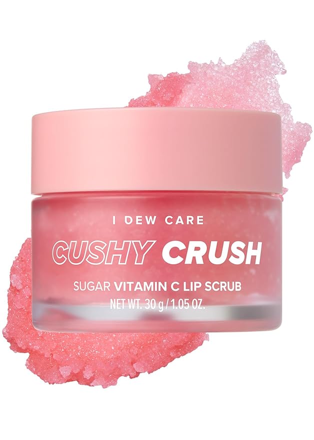 I DEW CARE Overnight Lip Scrub - Cushy Crush | Sugar Vitamin C, Scrubber Exfoliator Products, for Dry and Chapped, Vegan 1.05 Oz
