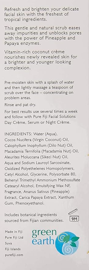 Pure Fiji Exfoliating Scrub - Facial and Body Scrub with Vitamin E, Coconut Oil Exfoliating Body Scrub for Women and Men, 4 Ounce