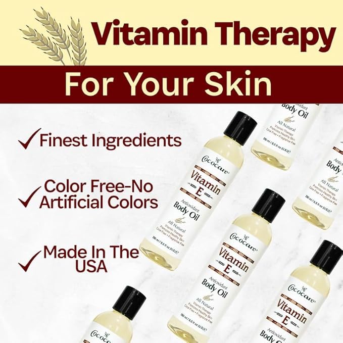 Cococare Natural Vitamin E Antioxidant Body Oil - Vitamin Therapy for All Skin Types - 8.5 fl oz - Pack of 6