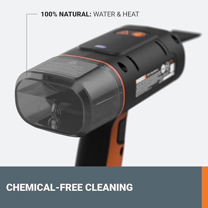 Worx 20V SteamStorm Cordless Handheld Steam Cleaner w/Accessories, Steamer for Cleaning 220°F 8-Second Preheat, Lightweight Portable Steamer for Home Car – Tool Only