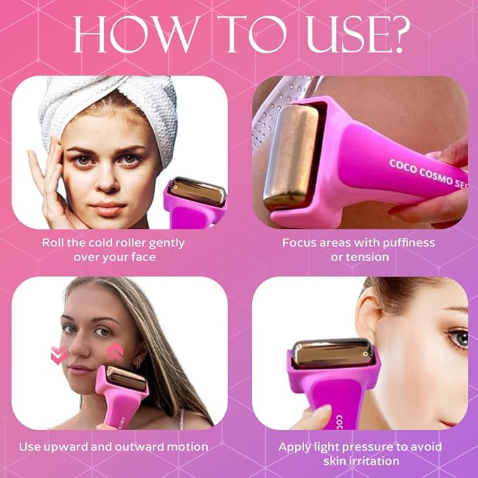 Ice Face Roller for Women - Face & Eye Puffiness Relief - Anti-Aging Skin Care for Wrinkles Stainless Steel Gadget for Radiant Skin