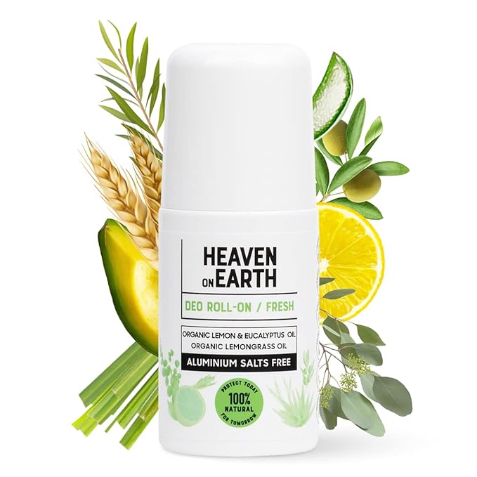 Heaven on Earth Natural Aluminum-Free Deodorant for Women – Long-Lasting Odor Protection, Sensitive Skin Friendly, Vegan, Organic Lemongrass & Eucalyptus Roll-On