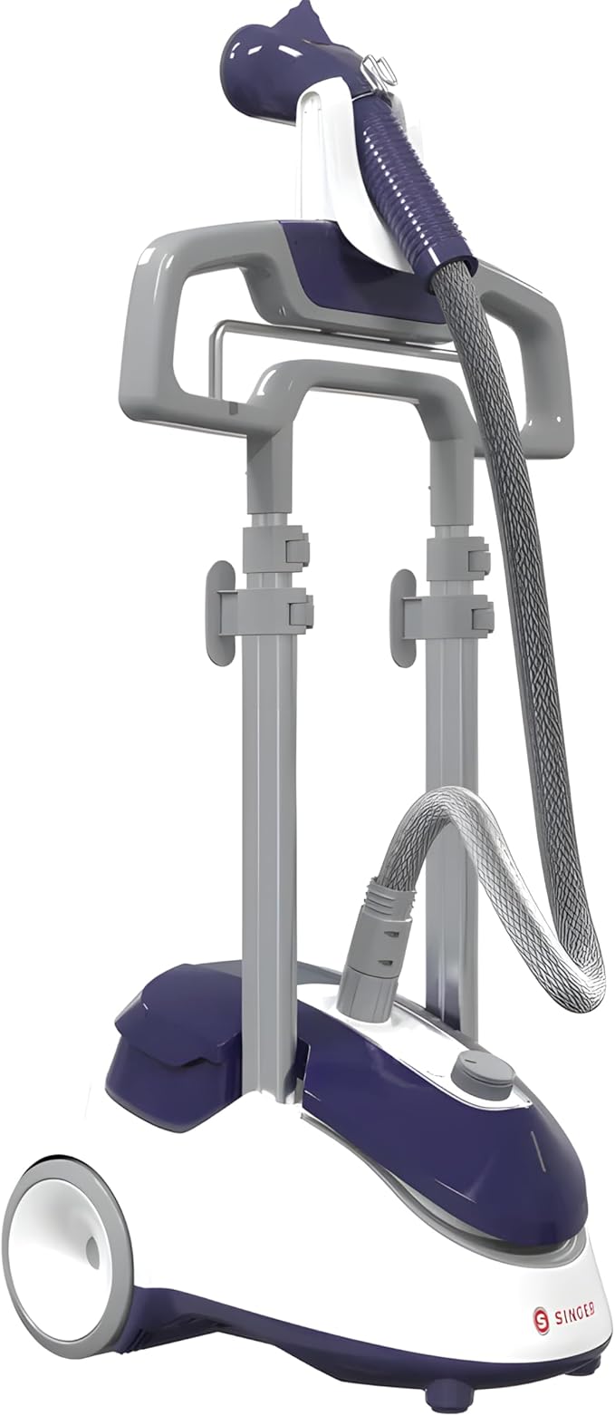 SINGER SteamWorks Pro 2.0 (1500W) | Standing Steamer for Clothes | 4 Steam Settings, Strong Penetrating Steam, 45 Second Heat-up & 2.5l Tank Capacity for Wrinkle-Free Results | White/Blue