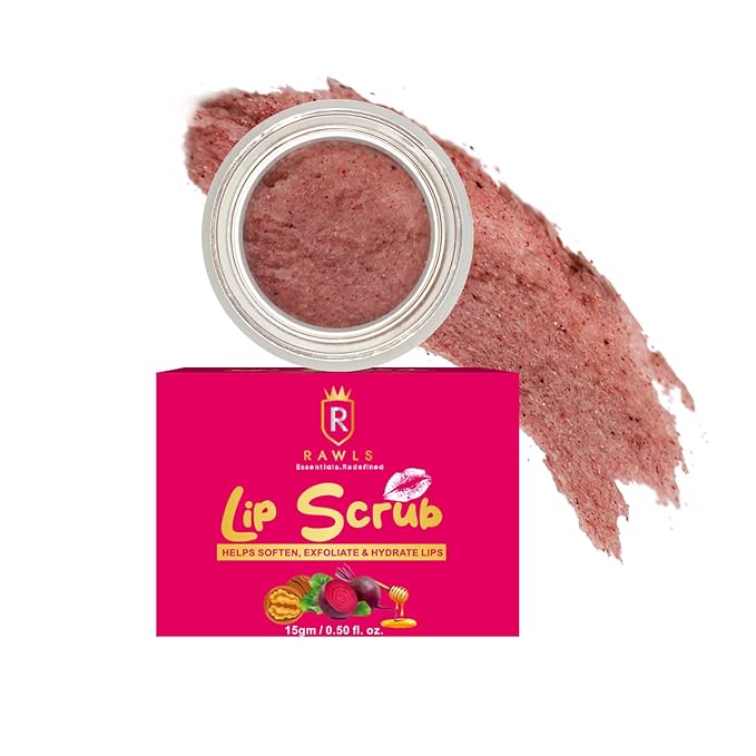 Lip Exfoliator Scrub and Moisturizer for Cracked Lip | Reduction in Dark Lips | Heals Dry Chapped Lips with Natural Ingredients Beetroot, Vitamin C, Honey Walnut and Chemical Free - 0.53 Oz