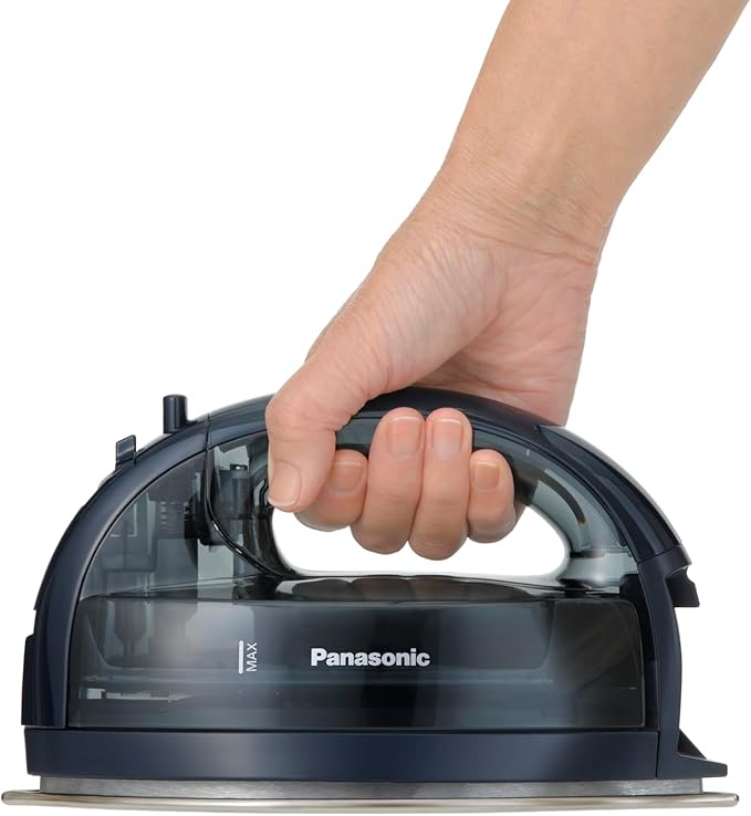 Panasonic NI-WL700A Cordless Steam/Dry Iron, 1500W Wide Stainless Steel Plate, Black/Dark Blue