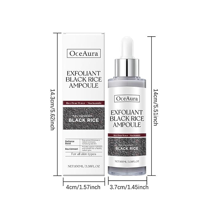 Glow Rice Ampoule Peel Shot Exfoliant Duo Set - Black and White, Gentle Face and Body Exfoliator for Clear Skin (3.38 Fl Oz Each)
