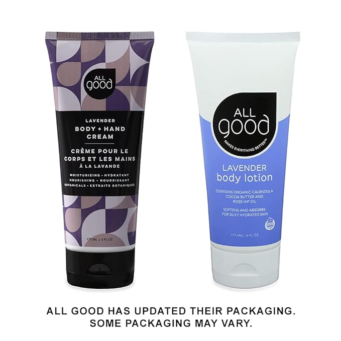 All Good Hand & Body Lotion - Moisturizing Organic Lotion, Essential Oils, Calendula, Cocoa Butter, Coconut & Rose Hip Oil, Non GMO, Vegan (Lavender)(3-Pack)