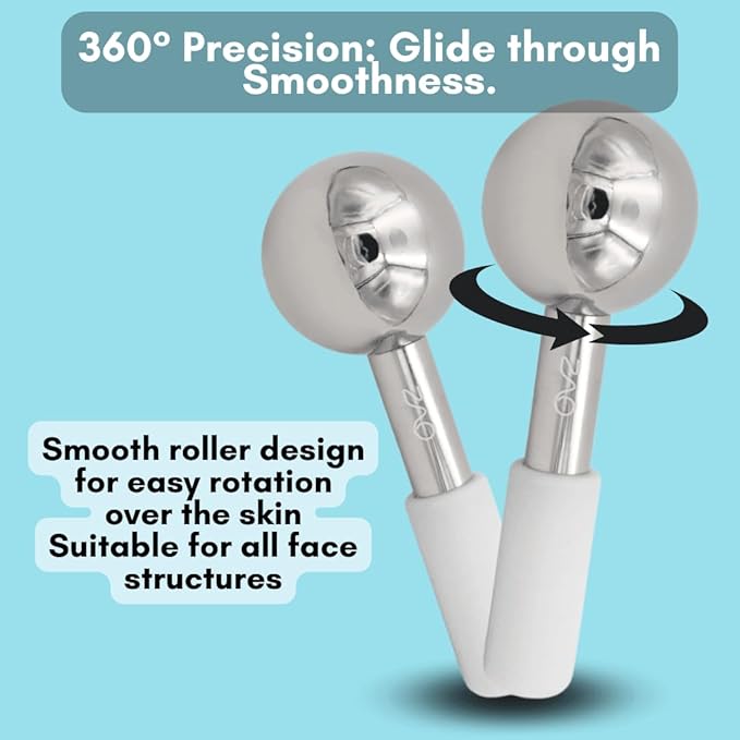 Stainless Steel Ice Globes for Face and Eye (Silver), Durable Cryo Globes Use to Reduce Puffiness, Tighten Pores and Sinus Relief, Face Globes for Facial Massages and Daily Beauty Routines