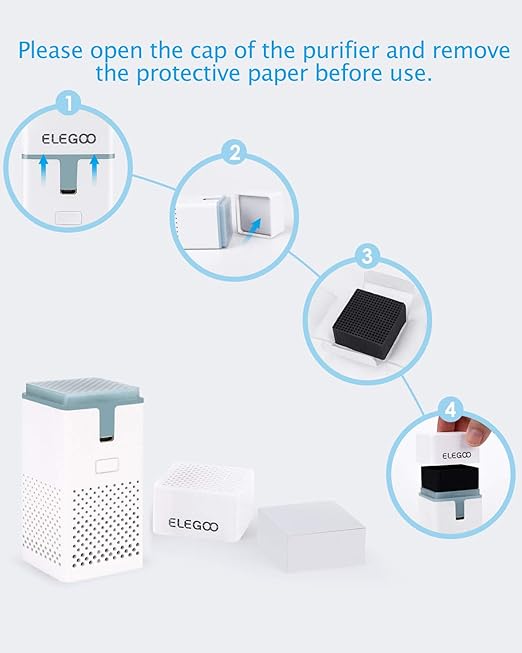 ELEGOO Mini Air Purifier with Activated Carbon Filter and Universal Adaptor for LCD/DLP/MSLA Resin 3D Printer(Pack of 2)